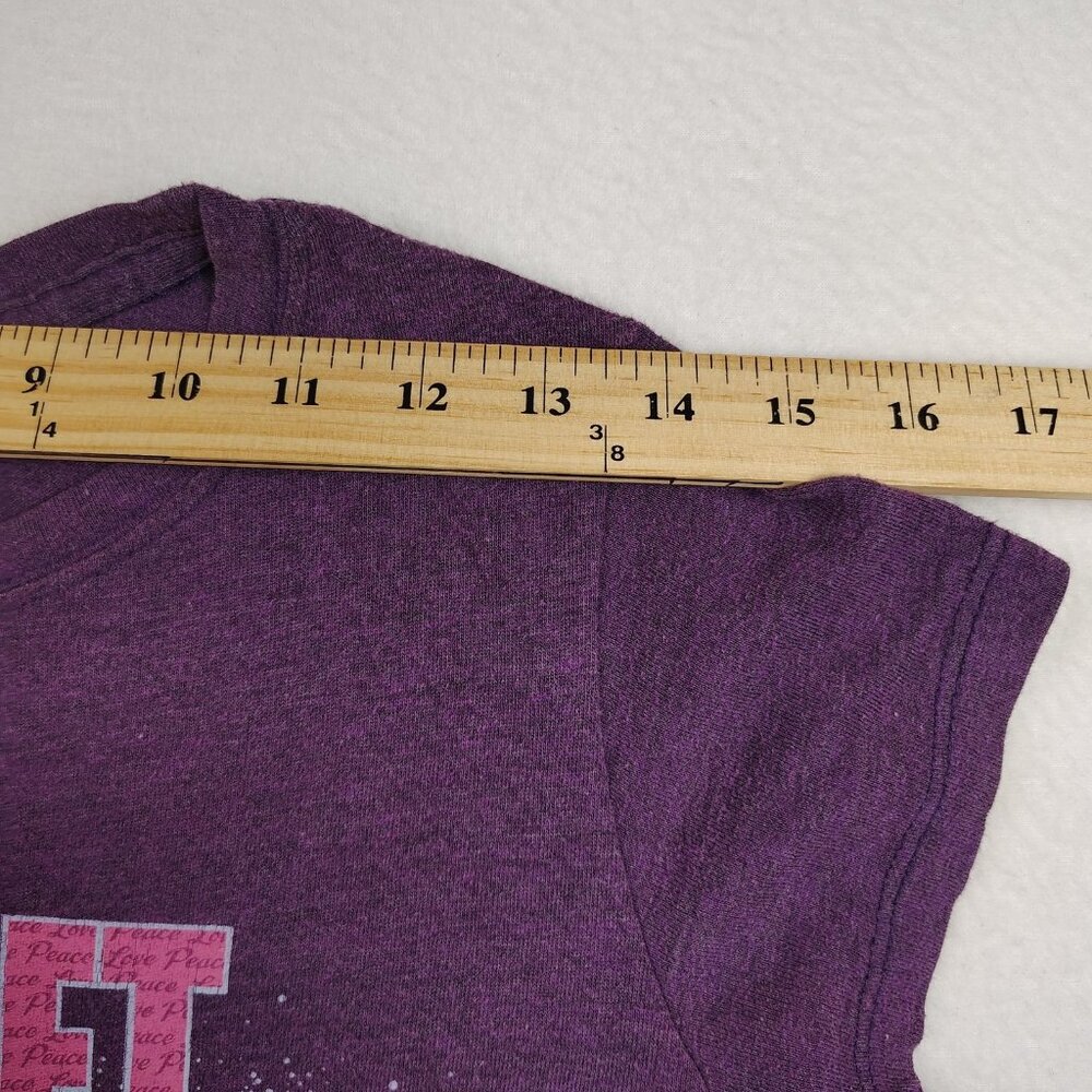 Planet Hollywood Orlando T Shirt Womens sz Large Purple Peace Love Graphic - Picture 6 of 7
